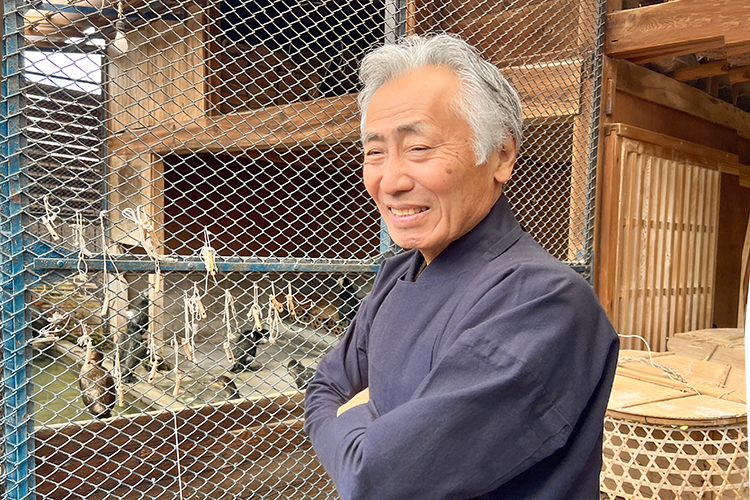 Cormorant fisherman Masahiko Sugiyama explains about the cormorants that live as a family