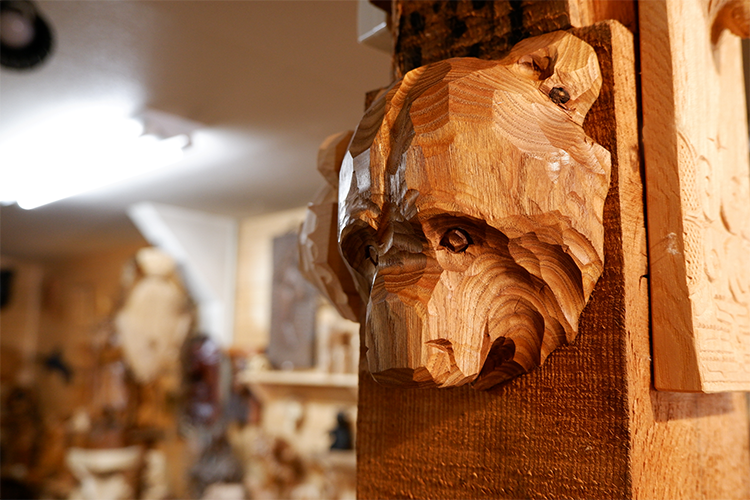 Kawaguchi's creation: a "mask" carved from just the face of a bear