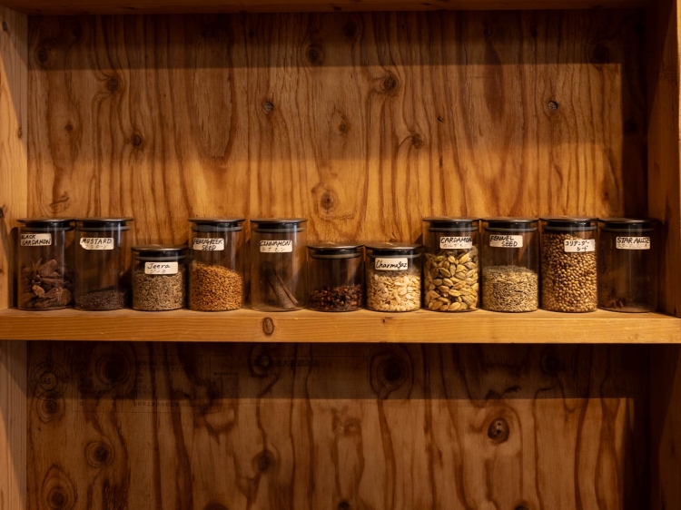Several types of spices purchased directly by the owner