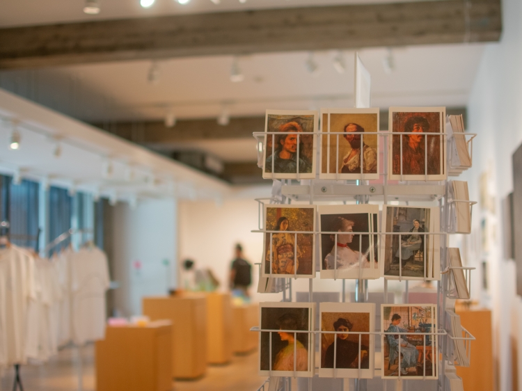 Masterpiece postcards on display at the Tokyo University of the Arts Museum