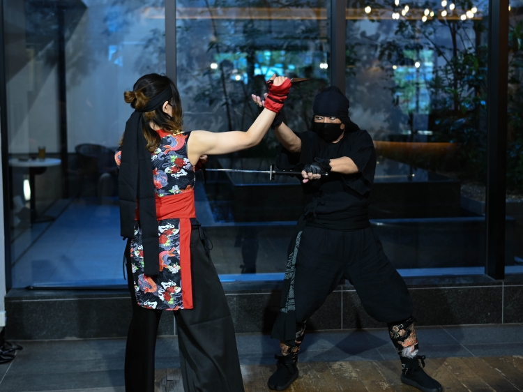 A show featuring ninjas using different weapons, all within reach