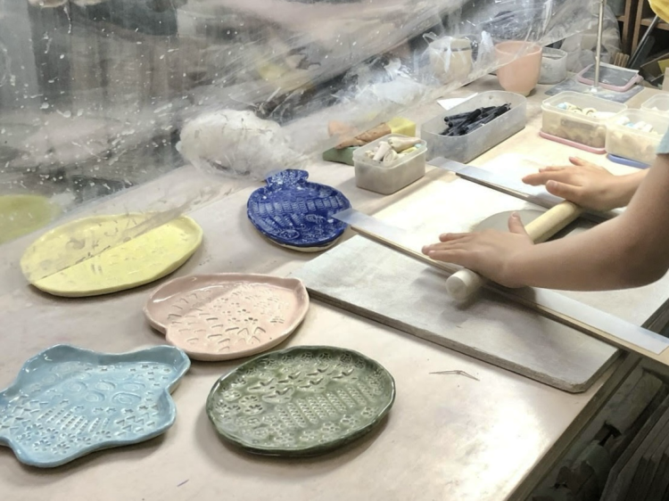 A scene from the "Stamp Plate" making experience