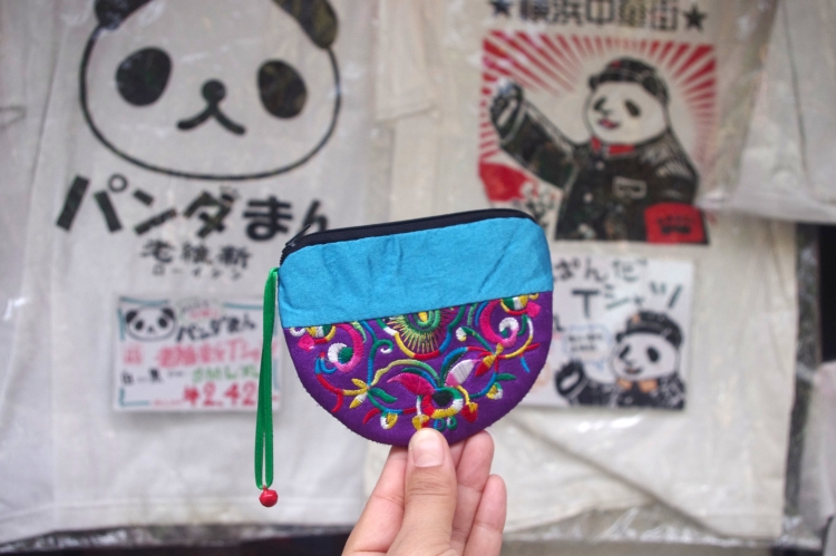 Satin pouch with ethnic embroidery