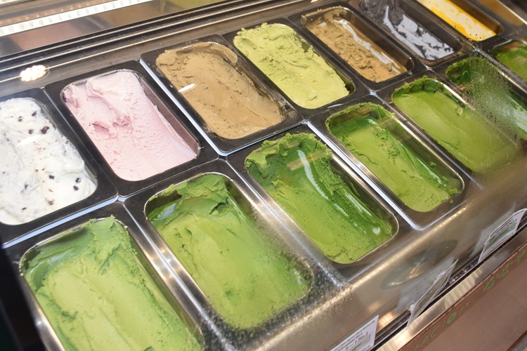 Seven types of matcha gelato, with your choice of concentration.