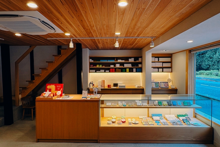 Inside the "UCHU wagashi" shop, which also has a cafe.