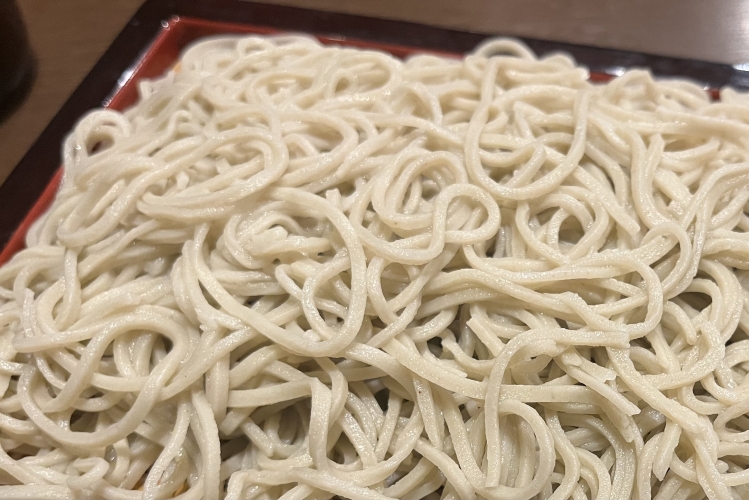 Each strand of soba noodles is thin and glossy, made with 100% buckwheat flour.